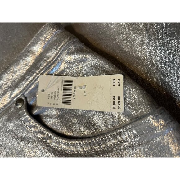 NWT-anthropologie Pilcro Silver Metallic silver Side-Slit Maxi Skirt Size M - Picture 14 of 15